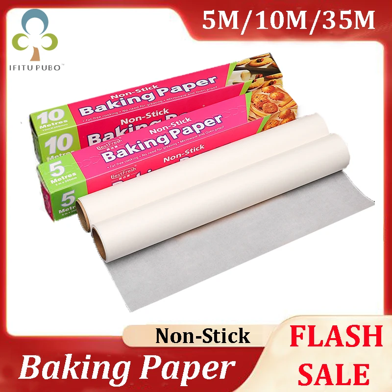 

5/10/20/35M Greaseproof Oven Bakeware Baking Cooking Paper Baking Parchment Paper Rectangle Baking Sheets Bakery BBQ Party