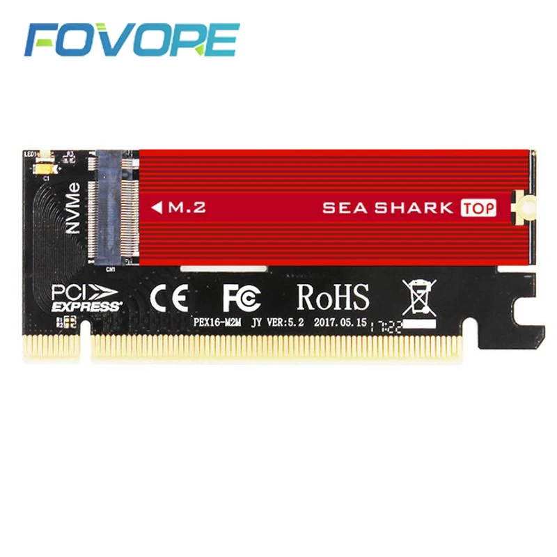 Адаптер M.2 в PCIe адаптер x16 M2 SSD m key NVMe PCI e PCI-express карта преобразователя для размера