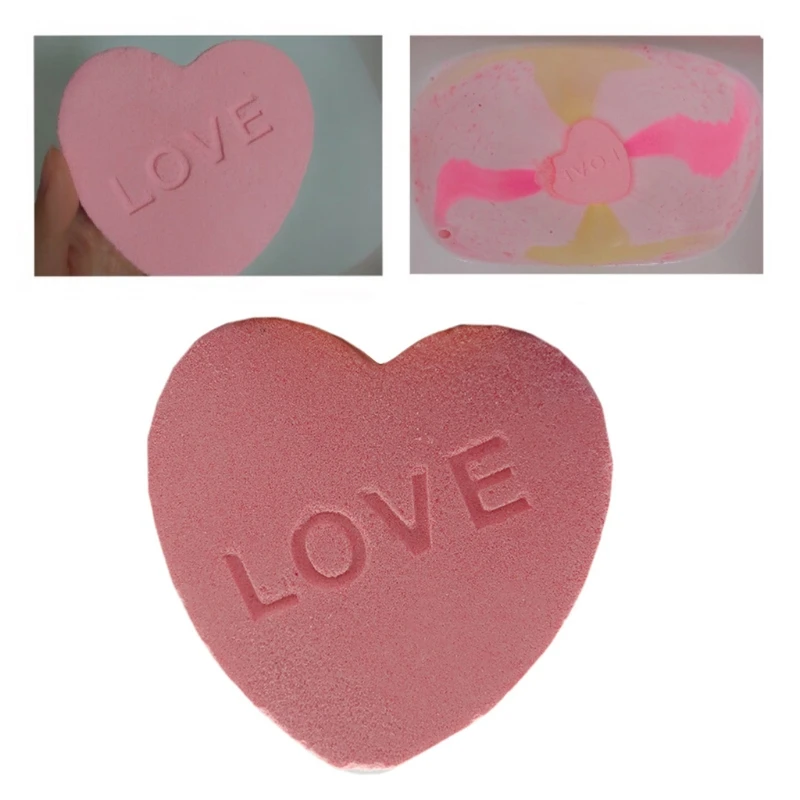 

Bubble Love heart Bath Bomb Natural Fizzy for Women Moisturizes Dry Sensitive Skin. Releases Color, Scent, and Bubbles