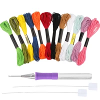 miusie embroidery kit with 12 colors embroidery threads and pen needle knitting sewing embroidery stitching craft tool