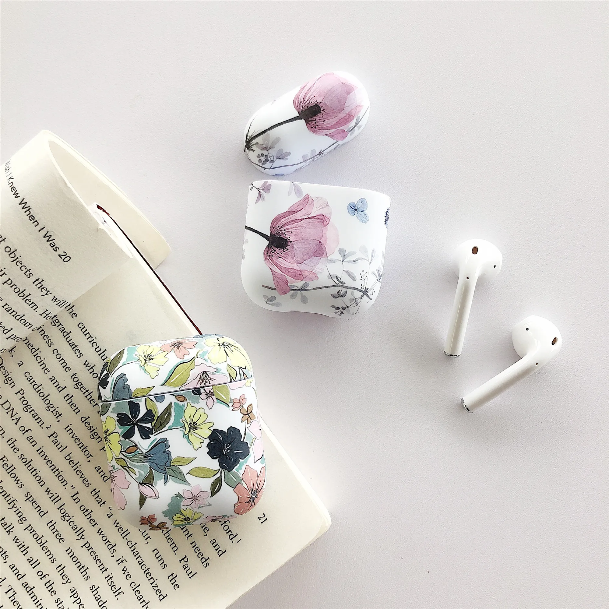 Чехол для наушников Airpods чехол с цветочным рисунком Bluetooth Apple Модный глянцевая