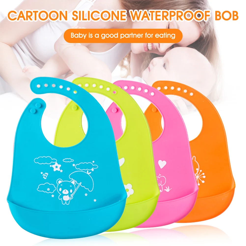 

Cartoon Animal Baby Bibs Waterproof Soft Silicone Baby Girl Boy Feeding Stuff Printed Adjustable Kids Children Bib Apron