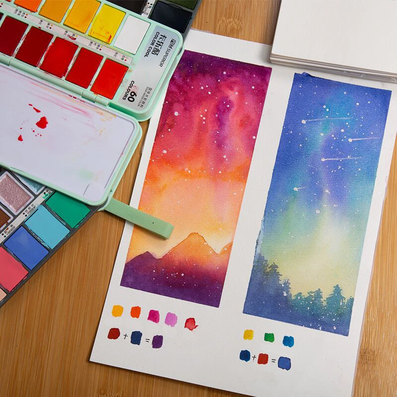 Tanie Superior 36/48/60 Kolorów Składane Stałe Farby Akwarelowe Z Metalicznymi Akwarele Macaron Na Akcesoria Do Malowania