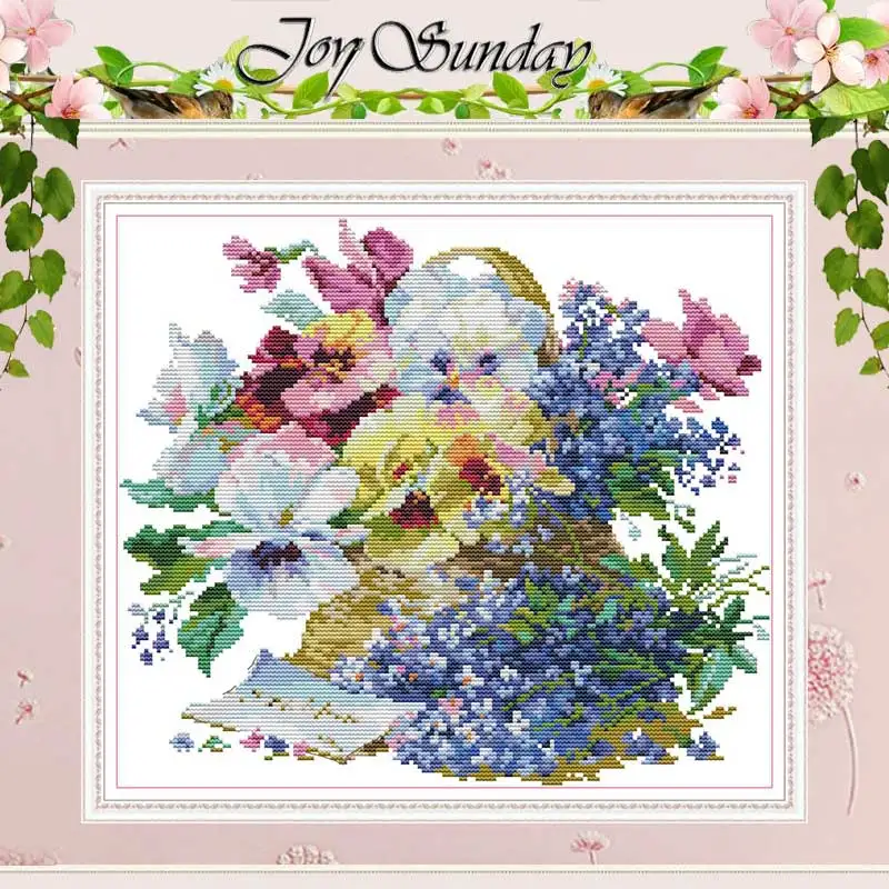 

Oil Painting Flowers Patterns Counted Cross Stitch Set DIY 11CT 14CT 16CT Stamped DMC Cross-stitch Kit Embroidery Needlework