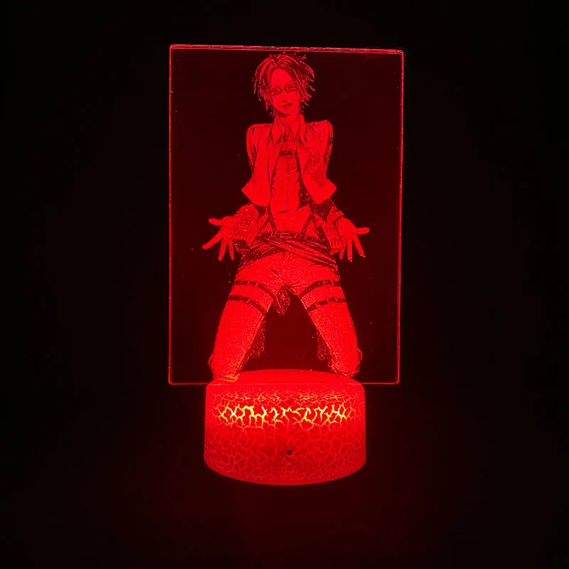 

Manga Attack on Titan Anime Figure Hange Zoe 3D LED Picture Lava Lamp Battery RGB Neon Colorful Nightlight Table Desk Decoration