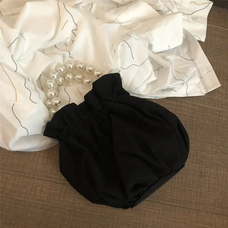 

Retro Ladies Corduroy Purses Handbags Simple Mini Women Pearl Chain Top-handle Shoulder Bags Solid Color Female Mini Phone Pouch