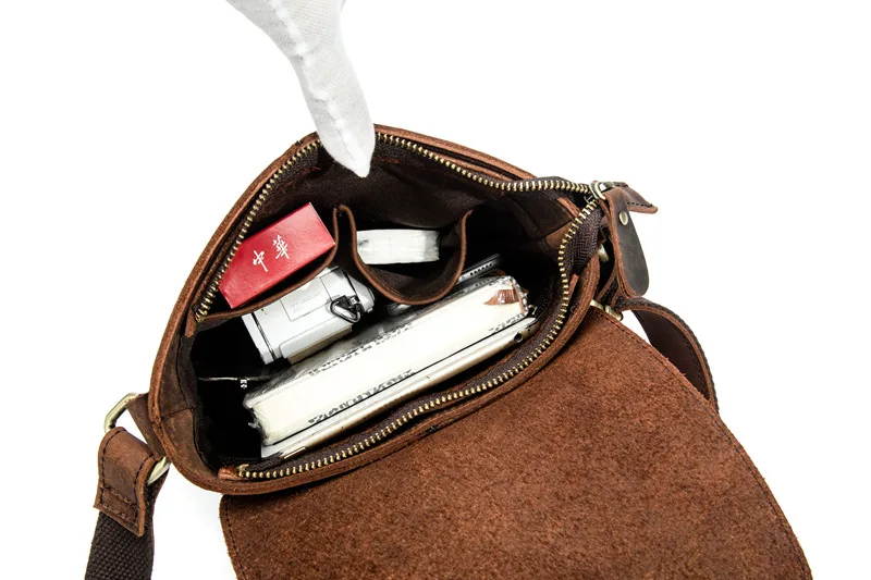 Мужская кожаная сумка через плечо Crazy Horse винтажная мессенджер из зернистой кожи