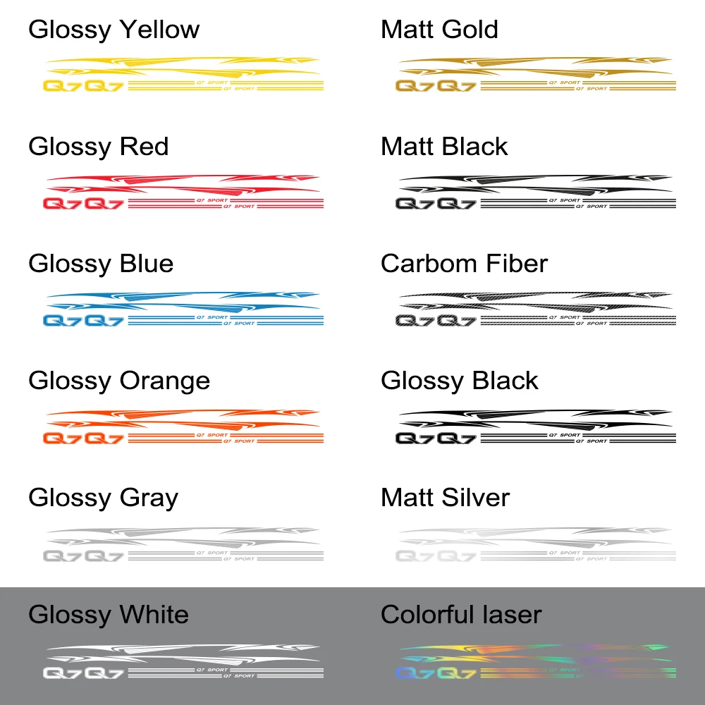 

6pcs Car Side Door Stickers For Audi Q7 Vinyl Film Auto Sport Racing Decal Reflective Decoration Styling Car Tuning Accessories