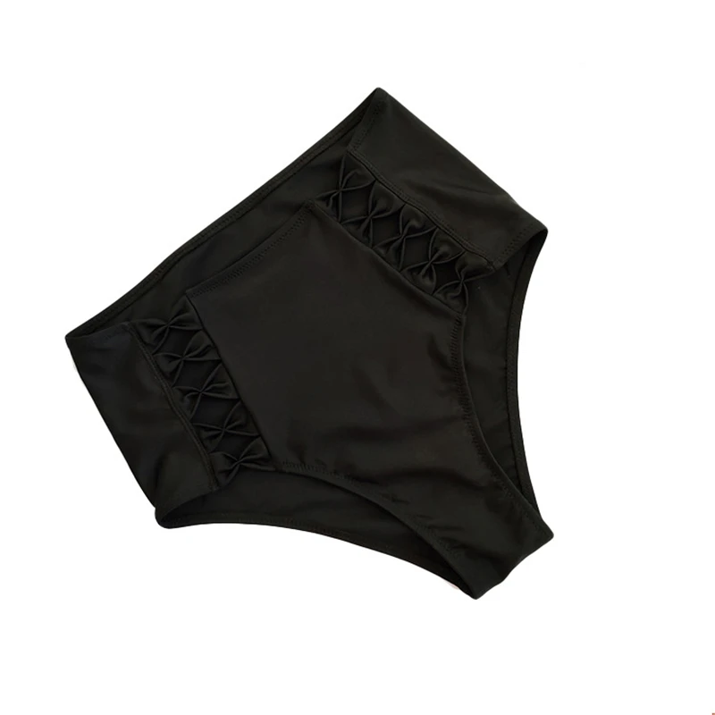 2019 bikini Europe and America sexy split high waist hollowing fast dry elastic swimming trunks for fitness dance |