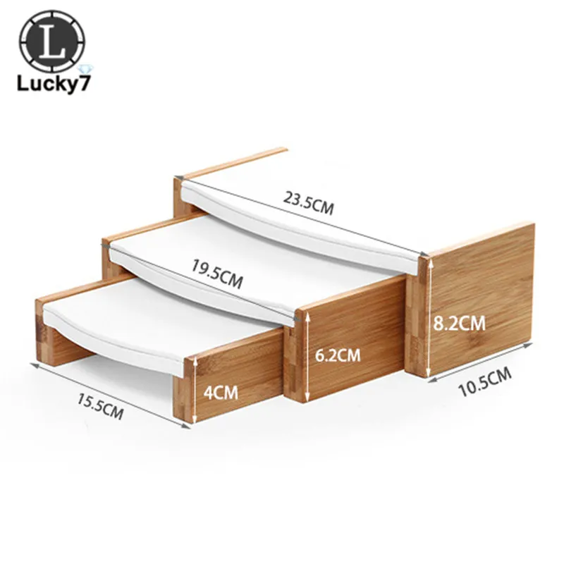 Natural Bamboo Wood Necklace Ring Jewelry Jade Counter Display Stool 3 Pieces Suit High &amp Low Cabinet Stand Rack | Украшения и
