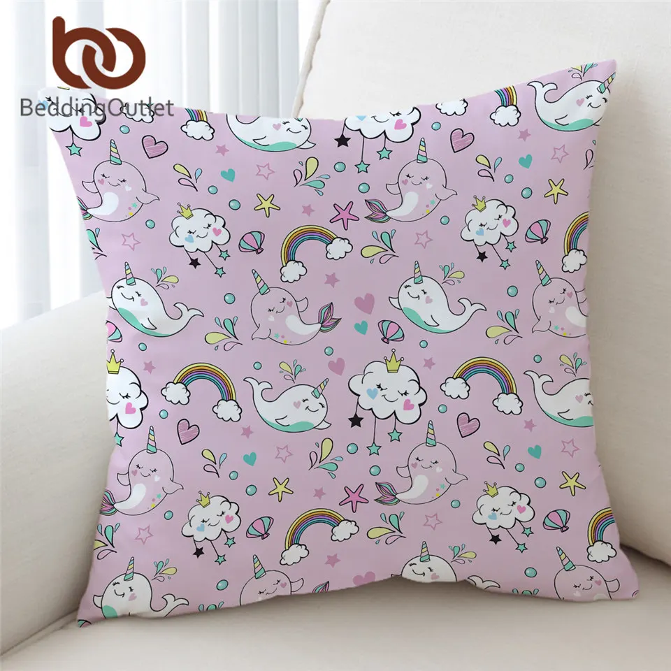 Наволочка на кровать милая подушка в форме Кита набивная Подушка единорог чехол