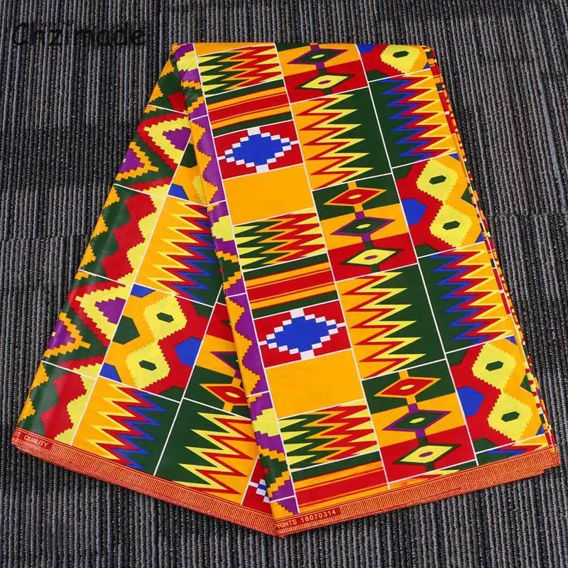 Chzimade 1 ярд Анкара Африканский настоящий воск ткань оранжевый цветок