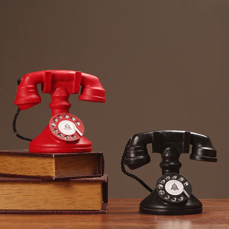 Красный Черный винтажный телефон из смолы аксессуары для домашнего декора