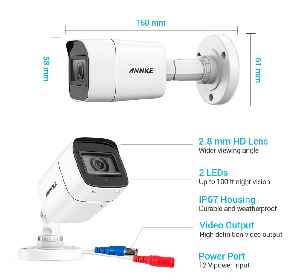 ANNKE 4X 8X FHD 4K камера CCTV TVI 8MP наружная Водонепроницаемая цилиндрическая система видеонаблюдения EXIR ночное видение комплект оповещений по электронной почте