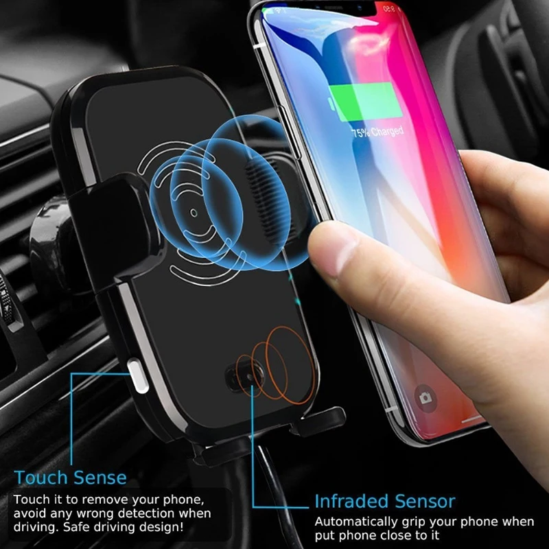 

15W Phone Holder Car Wireless Charger QI Fast Charger for iPhone 8 9 X XR XS 11 12 Samsung Two Mode Air Vent