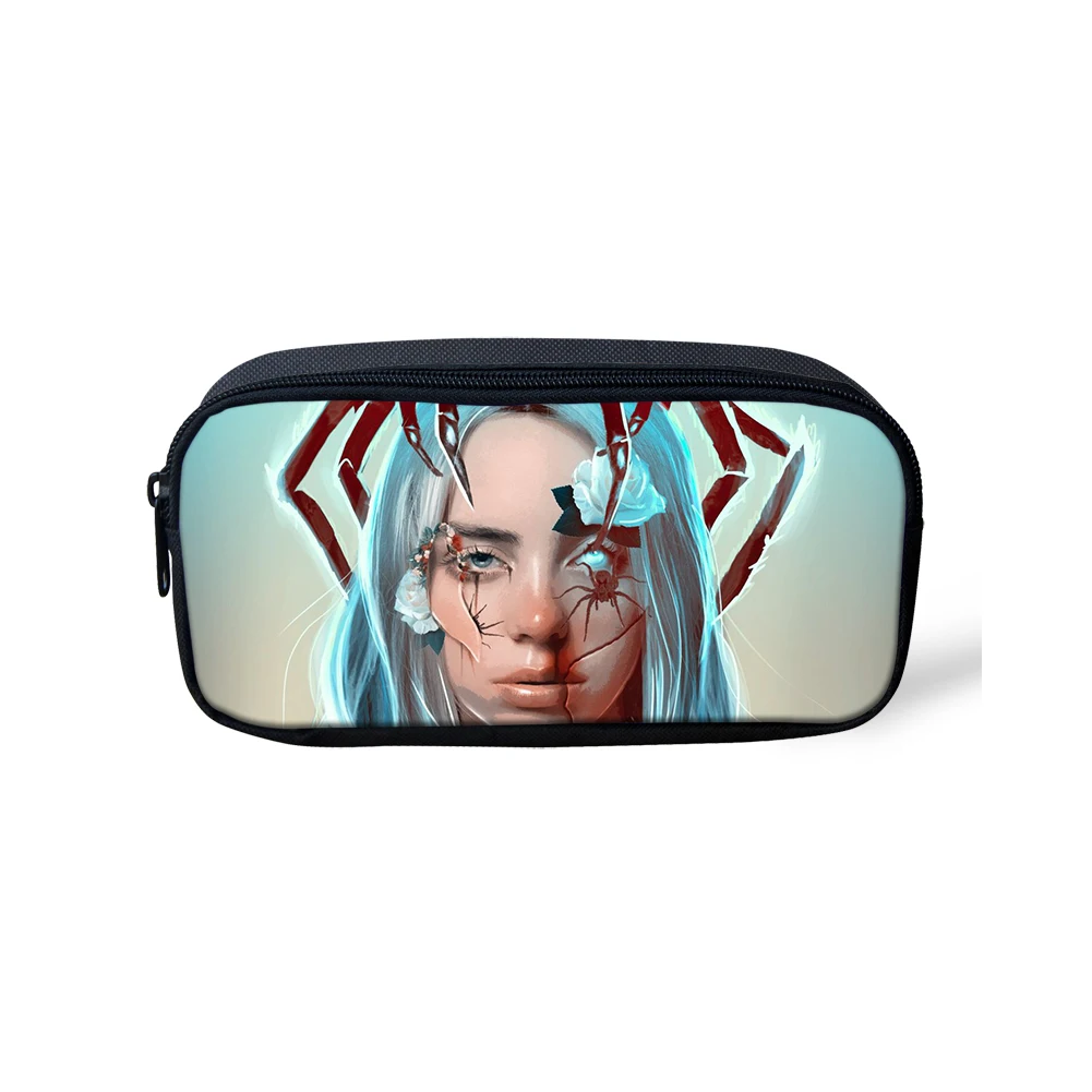 Thikin Billie Eilish, повседневная Пеналы, сумка для ручек, ручка для девочек, чехол для студенческого макияжа, сумки для хранения, кошельки для ручек для детей