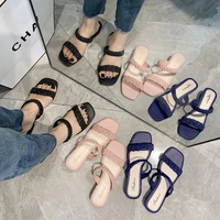 womens sandals korean version simple comfortable sandals summer new thick heel fashion slippers female soft sandals size 36 40