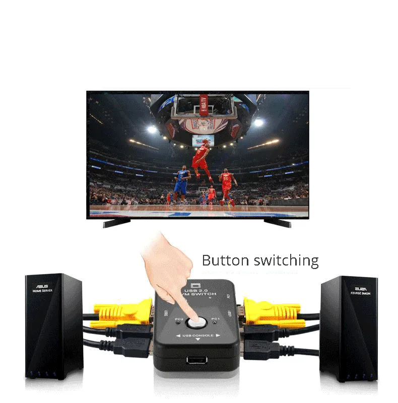 4 Ports Selector USB KVM Switch USB2.0 VGA/SVGA PC Sharing Monitor Box Splitter 1920 x1440 host 1 Keyboard Mouse | Электроника