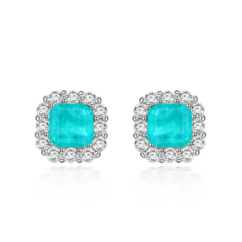 

Серьги-гвоздики из серебра 100% пробы с искусственным камнем, 7 х7 мм