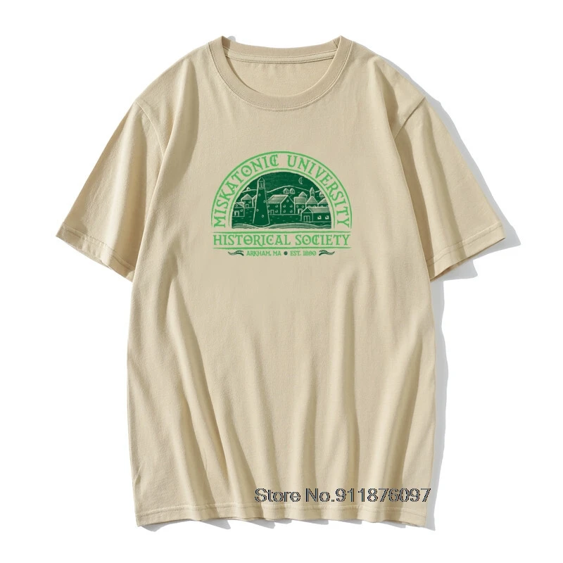 

Natural Cotton Arkham Horror T Shirt Miskatonic Historical Society Tee Shirt Man Vintage Retro Men Camiseta
