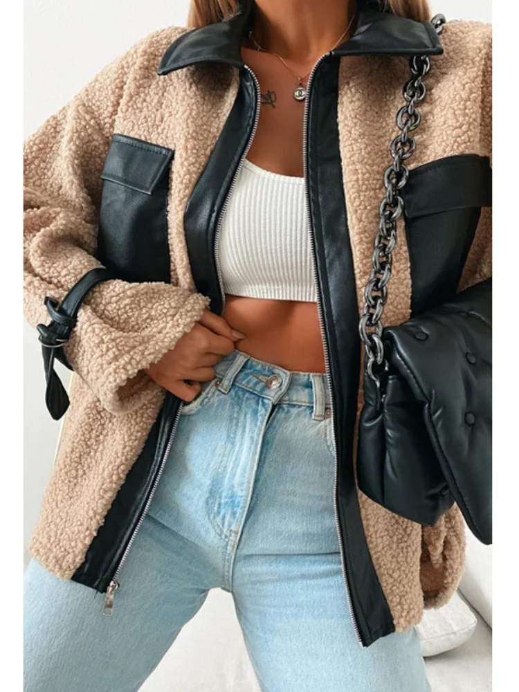 

Зимняя одежда, Женская куртка, пальто из овечьей шерсти, теплая осенне-зимняя куртка с длинным рукавом