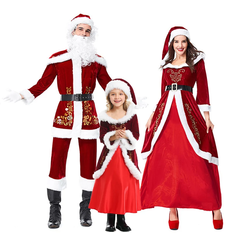 

Deluxe Santa Claus Xmas Costume Christmas Parent-Child Cosplay Carnival Stage Show Party Fancy Dress