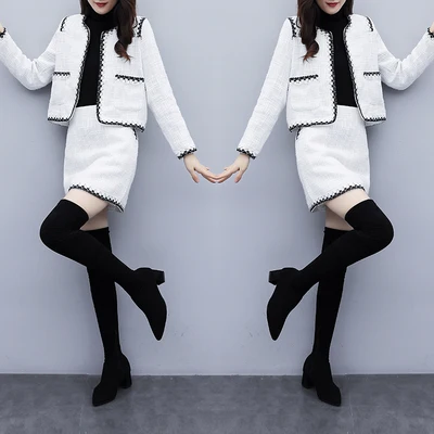 

Woollen Two Piece Set Top And Skirt Women 2 Sets Clothing With Skirts Ensemble Femme Deux Pieces Womens Matching Sets