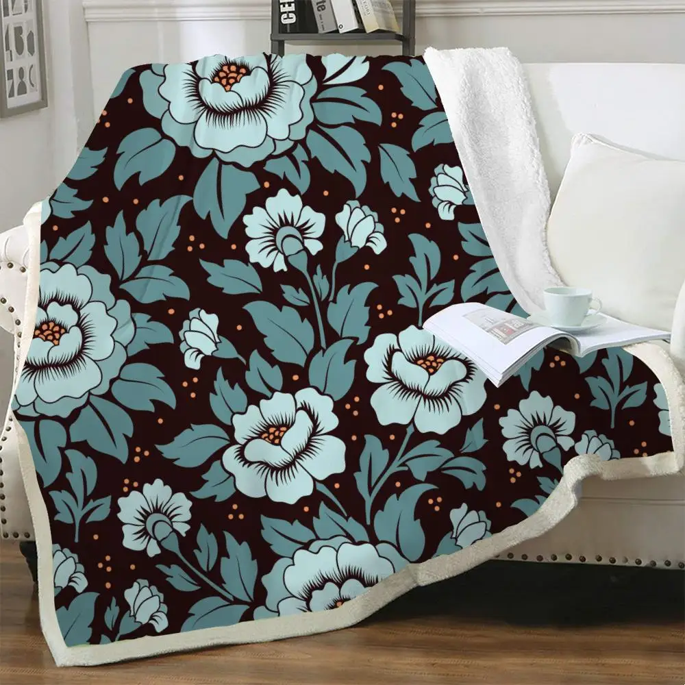 

NKNK Brank Flowers Blankets Green Bedspread For Bed Art 3D Print Retro Blankets For Beds Sherpa Blanket Animal High Quality