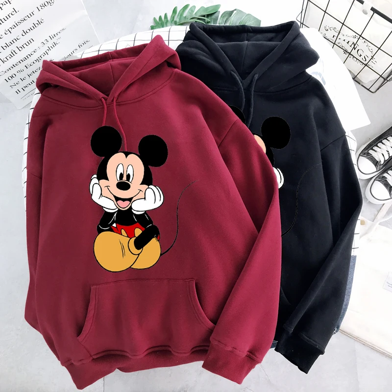 

2021 Disney Women Hooded Sweater Mickey Mouse Graphic Sweatshirts Long Sleeve Top Female Clothes New Hot Hoodies Lady Sweatshirt
