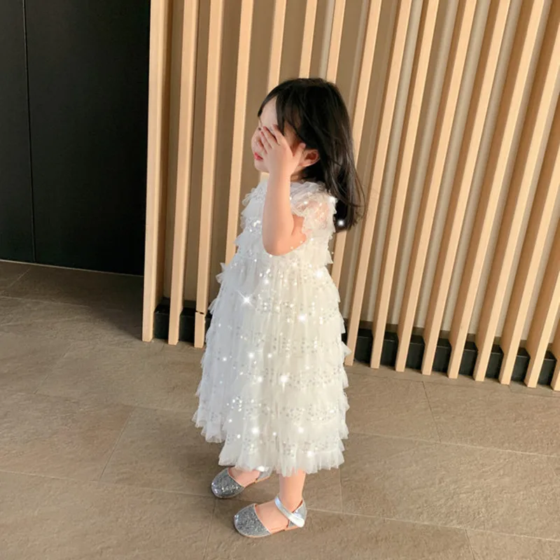 Летнее платье для девочек сетчатая пышная фатиновая юбка с изображением ангела