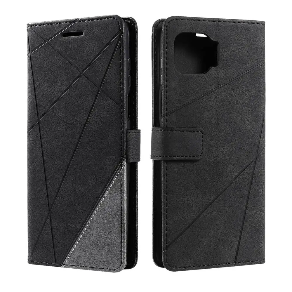 

Stand Business Phone Holster For Moto G 5G Plus Stripe Wallet Rhombus Case Mixed Splice PU Leather Case For Moto G 5G Plus Cover