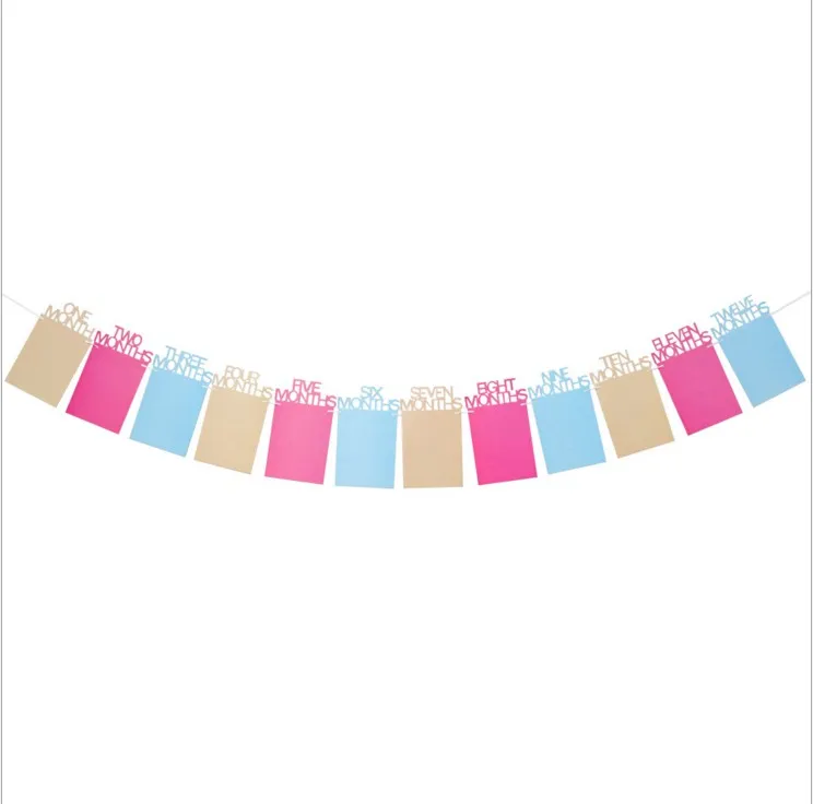 

1 Set 4-5m Paper Banner Baby Shower Photo Clip Buntng Garland Banner Boy Girl Baby Kids 1st Birthday Party Supply Decorations