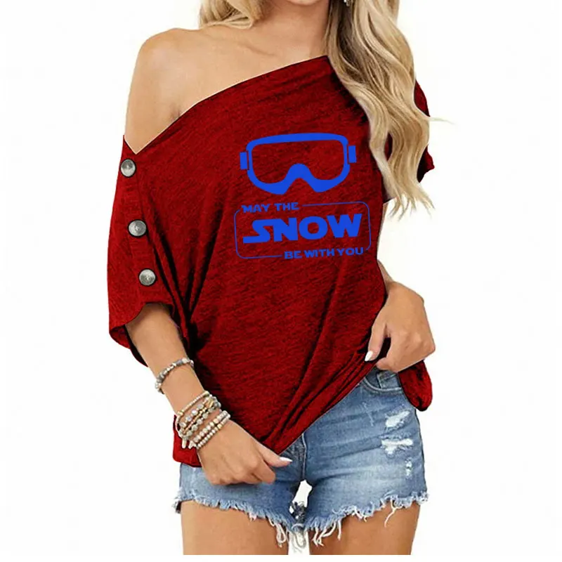 

2021 new snow with you T-shirt humor fashion gift Summer Short Sleeve T-Shirt women's T-shirt