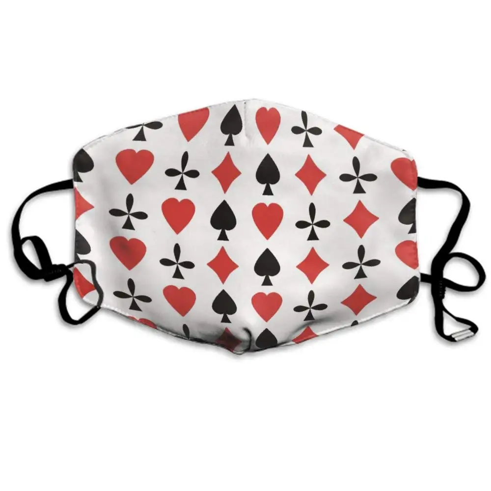 

Playing Card Suits Anti-Dust Earloop Face Masks for Women Men, Pollen Running Cleaning Half Face Mouth Mask - Adjustable