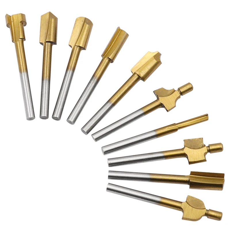 10 шт. 3 мм титановые фрезы из быстрорежущей стали для резки древесины