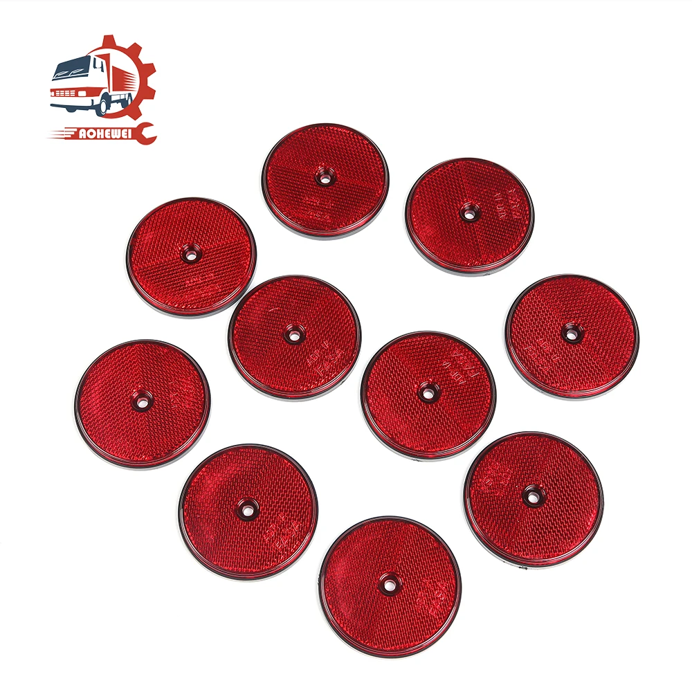 

AOHEWEI 10pcs Rear Reflector Round Reflective for Gate Posts Safety Reflector Screw Fix on Trailer Motorcycle Caravan Truck Boat
