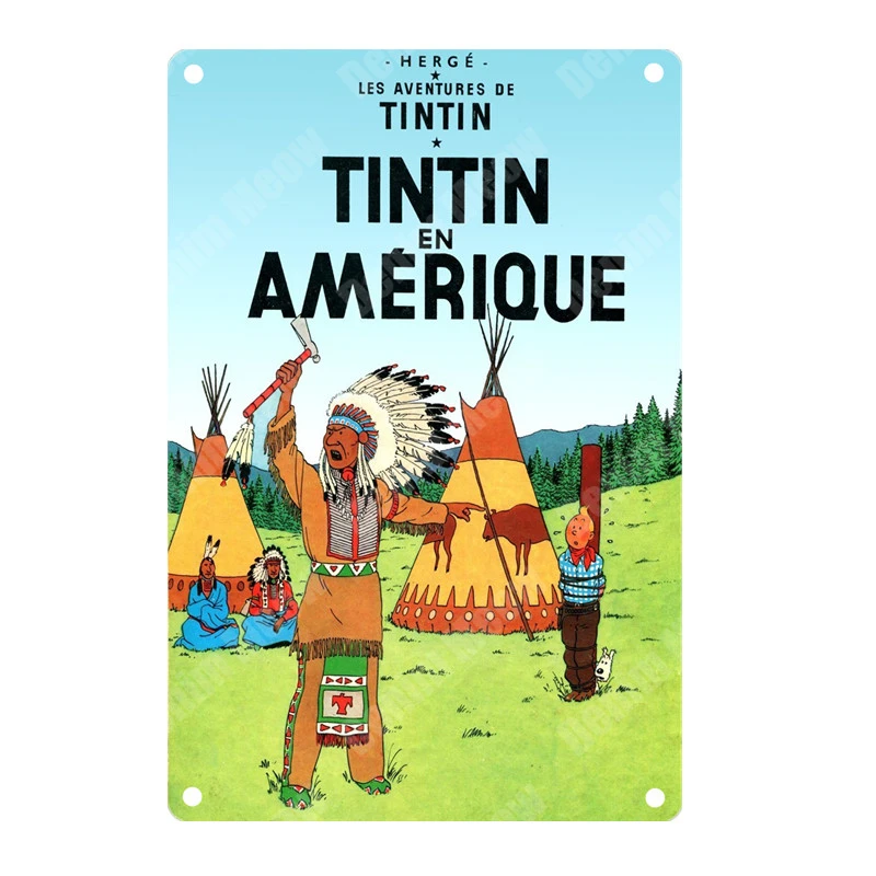 H Tintin мультфильм металлическая Оловянная вывеска Альфа арт живопись магазин настенный стикер домашний декор Tintin фильм плакат Бар Винтаж железные тарелки MN120 - Цвет: H