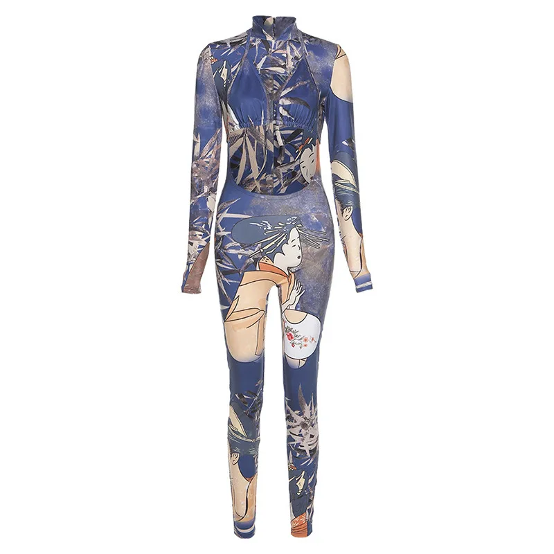 

Sexy Spring Two Piece Set Print Top + Long Pants Tracksuit Women Outfits For Women