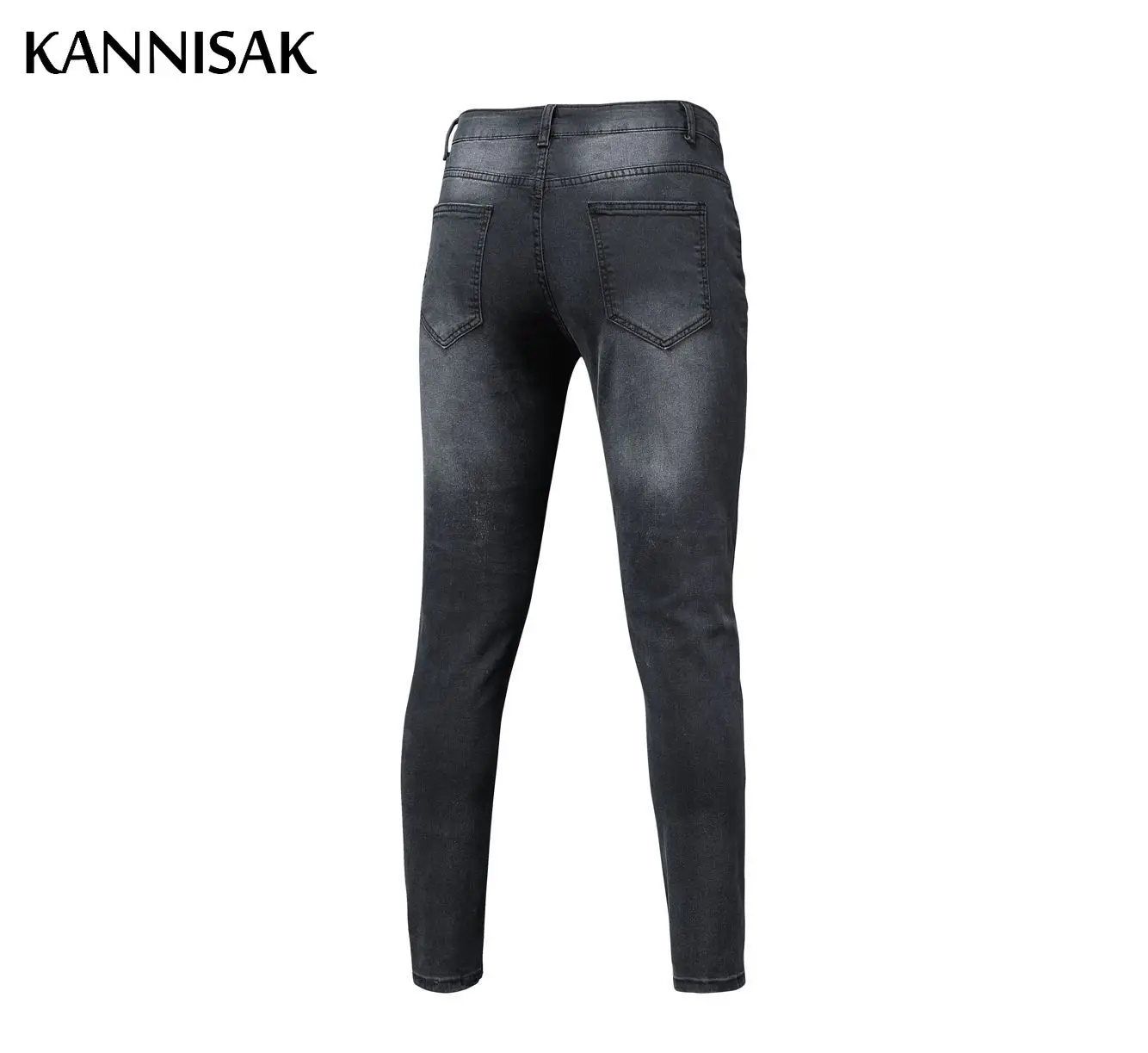 

KANNISAK Men Jeans Ripped Hole Print Skinny Jeans Appliques Stretch Denim Pants Slim Male Casual Patchwork Jeans Pencil Trousers