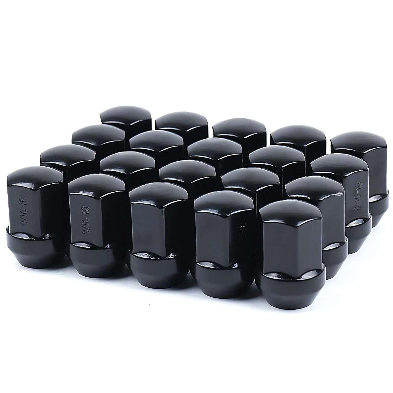 

9/16-18 One-Piece Chrome/Black OE Factory Style Large Acorn Seat Lug Nuts for Dodge Dakota/Durango/Ram 1500 Factory Wheels