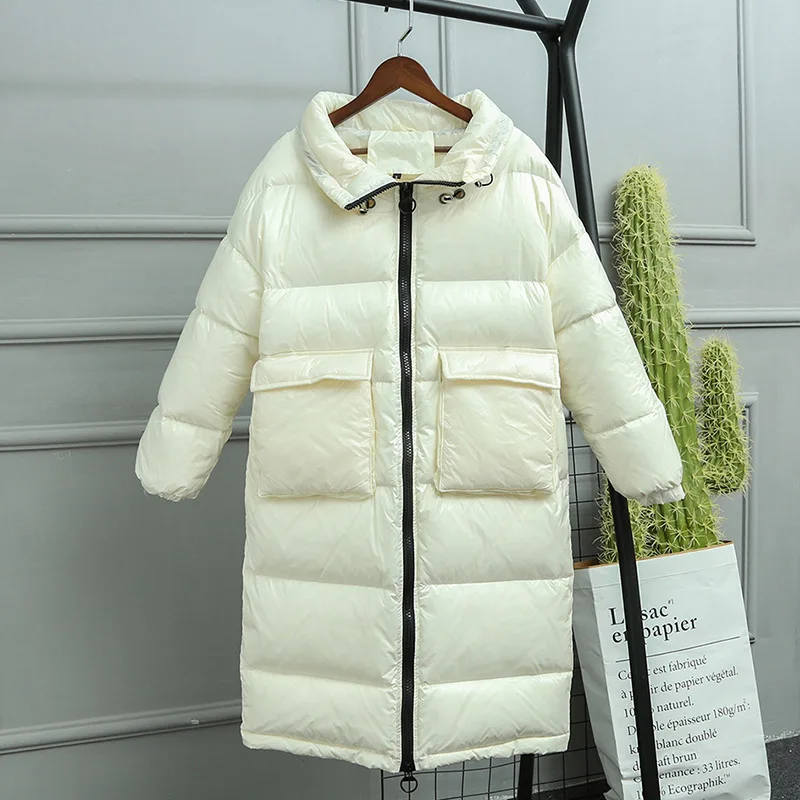 Fitaylor новая зимняя свободная длинная куртка Женская пуховая женская белая на