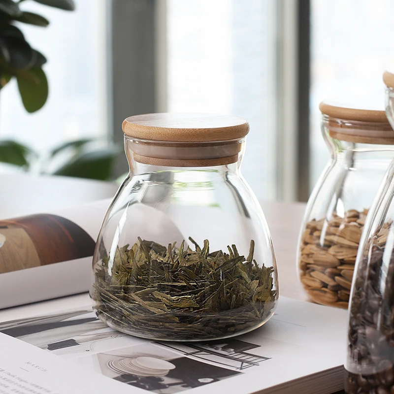 500 мл маленькие Стекло банку с бамбуковой крышкой крышка Органайзер контейнеры