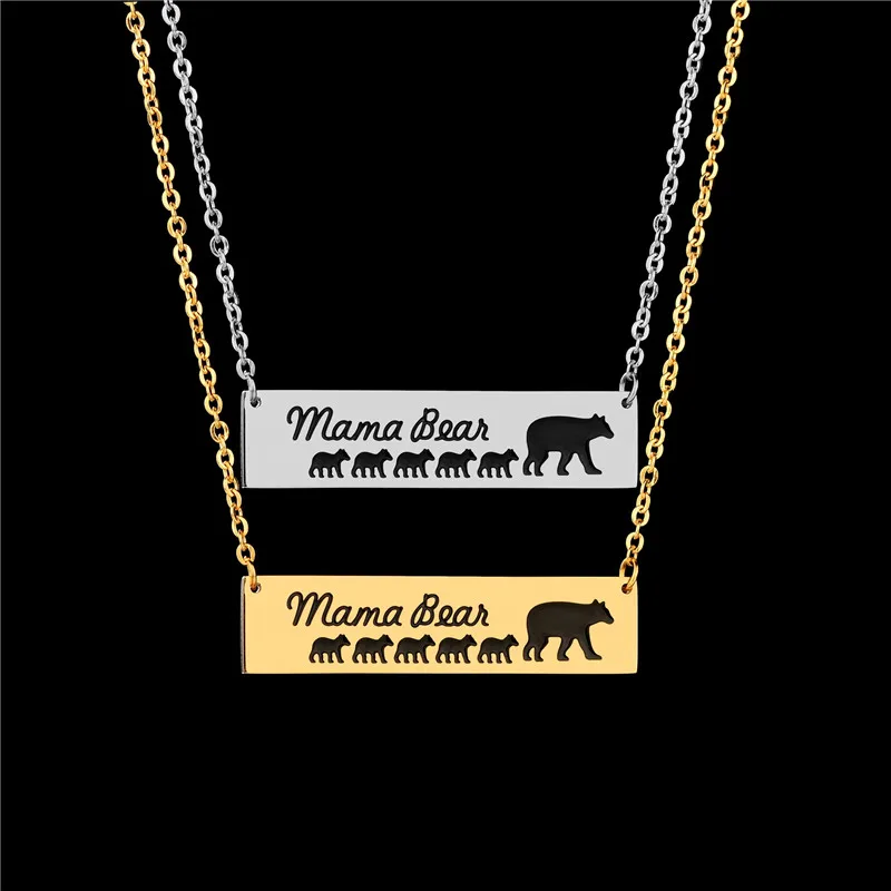 Ожерелье ELSEMODE из нержавеющей стали с подвеской в виде медведя мама 6