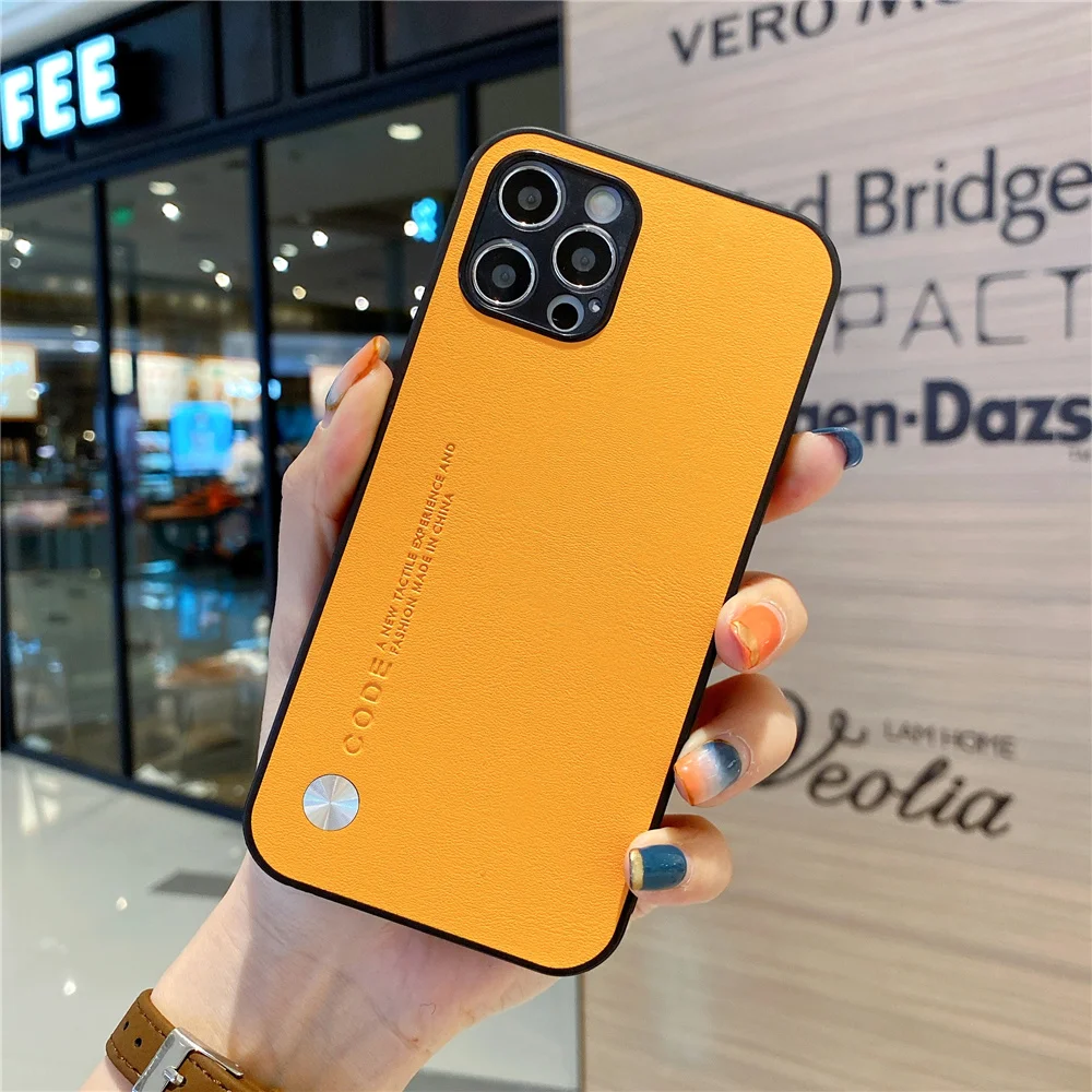 

Luxurious Shockproof Case For iPhone 11 12 Pro Max Lens Full Protection Hard PC Grain Leather Back Cover For iPhone X XR XS Max