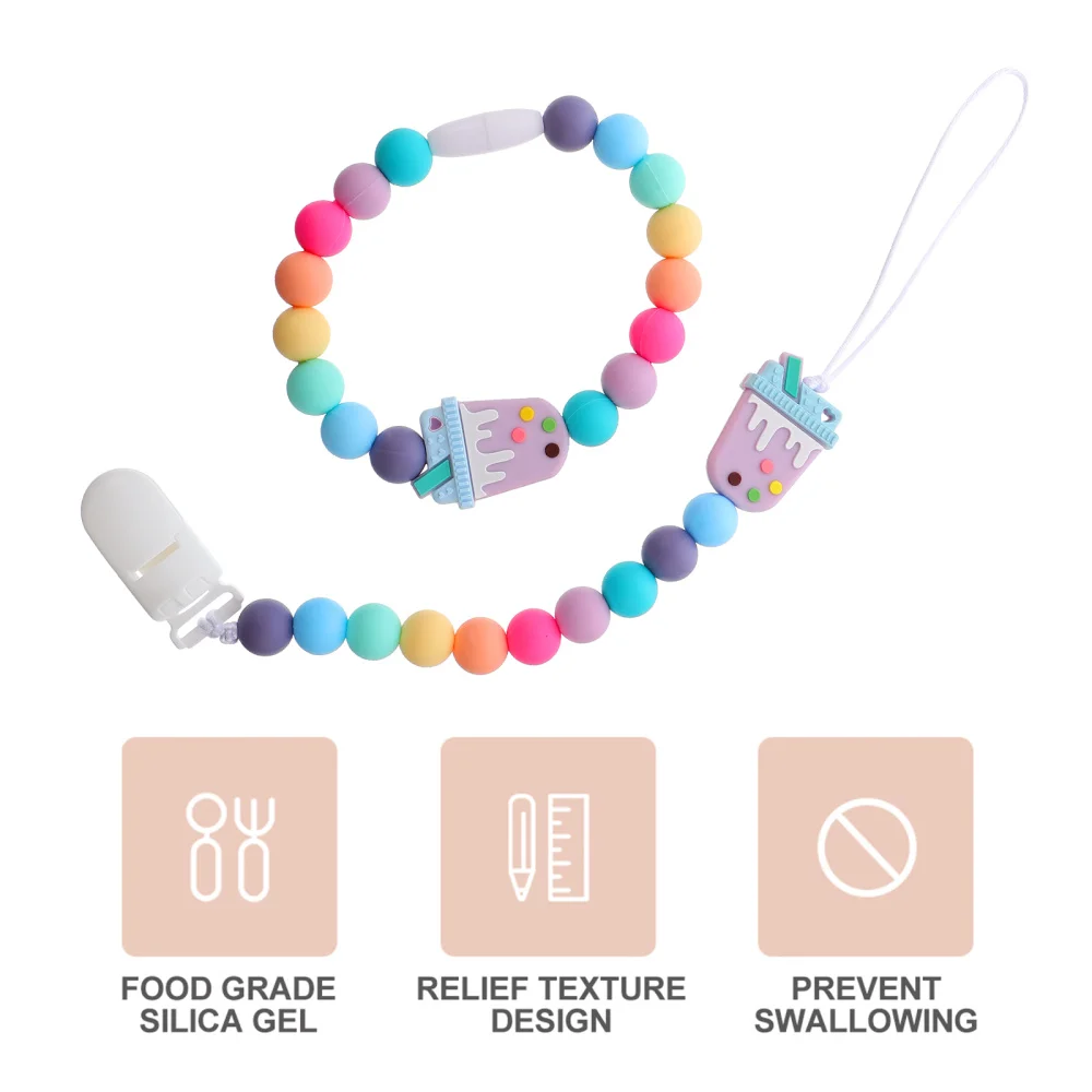 

1 Set Baby Pacifier Cartoon Silicone Teether Pacifier Chains Holder
