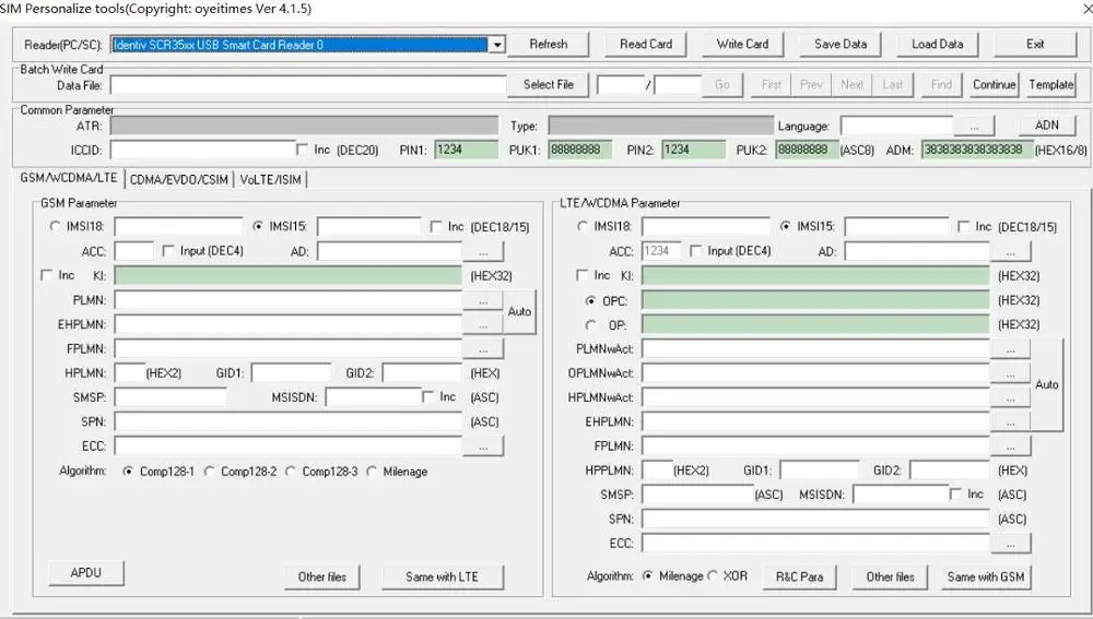 Мощное по OYEITIMES 4.1.5 пустая SIM-карта программное обеспечение для SIM-карты COM128/XOR/Milenage