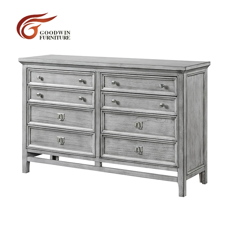 Drawer Chest Средиземноморский стиль дерево король и королева размер синяя кожа задняя кровать и матч Таблица WA403 - Цвет: Drawer Chest