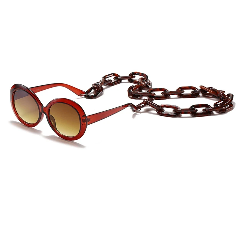 

Retro Oval Sunglasses Women 2020 Trends New Fashion Vintage Glasses Chain Styles Oversized Sun Glasses Female Vv400O culos