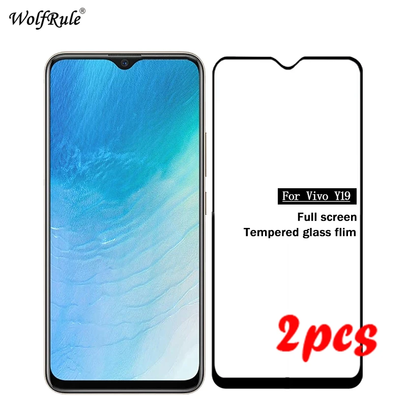 2 шт закаленное стекло для Vivo Y19 Стекло 9H HD защитное полное клеевое Защита экрана 6