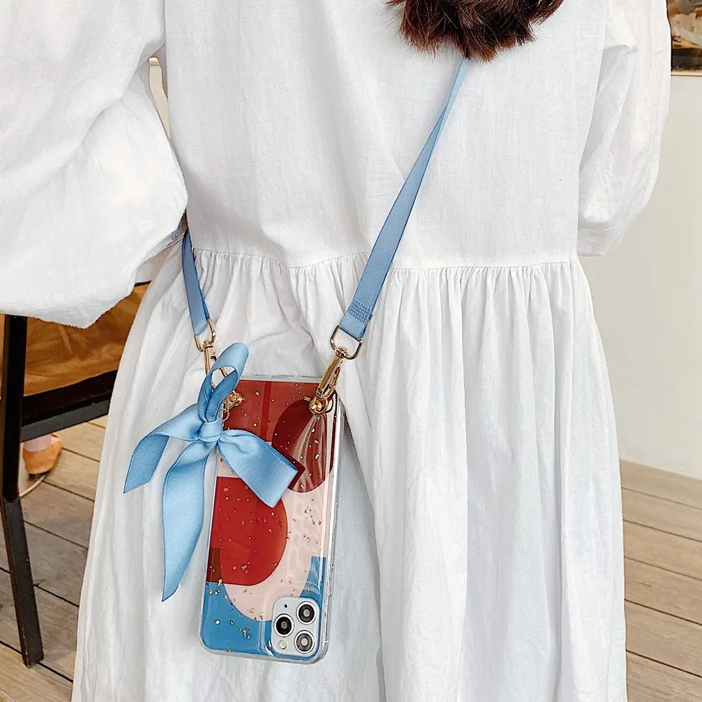 Модный блестящий Мраморный чехол из ТПУ с перекрестными лямками для iPhone 12 11 Pro Max XS